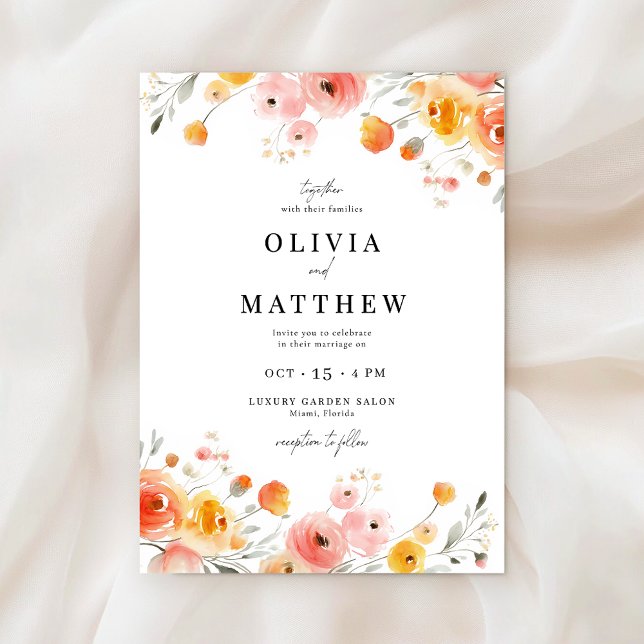 Invitación Boda otoño acuarela moderna floral rústica (Subido por el creador)