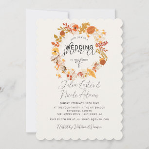Invitación Boda Otoño Caídas Floral Rústico Boho Ducha