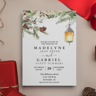 Invitación Boda Otoño Elegante Pino Caída Navidad