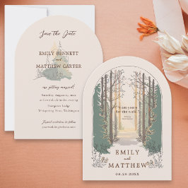 Invitación Boda otoño moderna Rustic Elegant Simple Forest