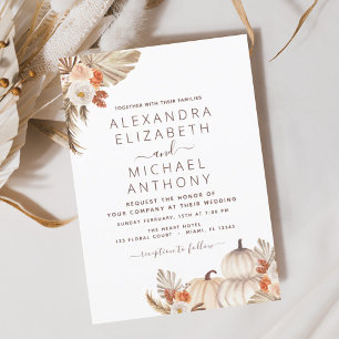 Invitación Boda otoño Pampas Calabaza de hierba Terracota