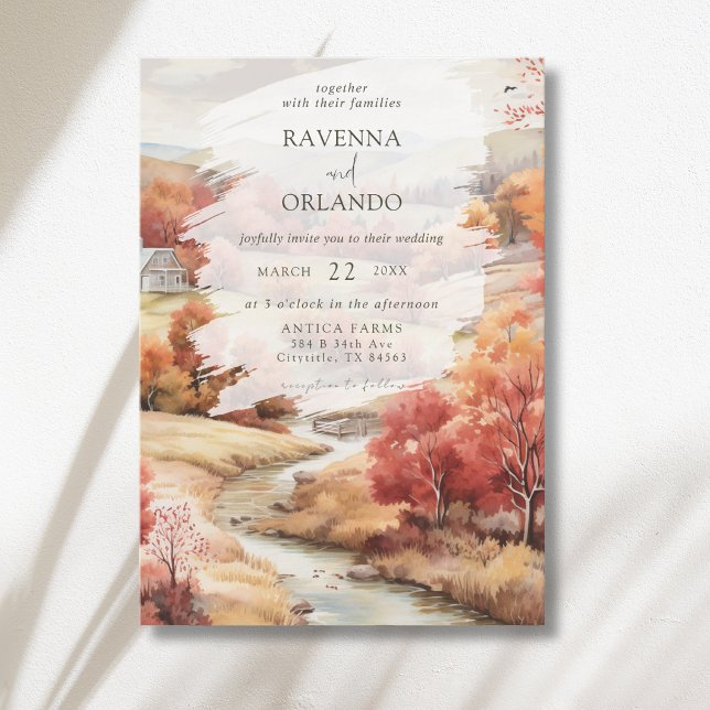Invitación Boda Otoño Río Bosque Caída Roja (Subido por el creador)