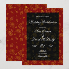 Invitación Boda Otoño Rojo y Negro