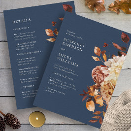 Invitación Boda Otoño Todo En Uno Navy