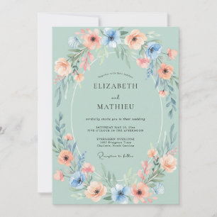 Invitación Boda Óvalo Floral Salvia