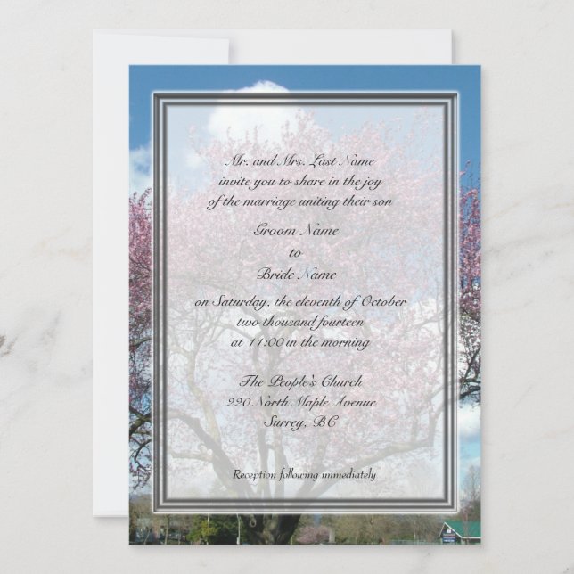 Invitación boda, padres del novio invitan a la floración del  (Anverso)