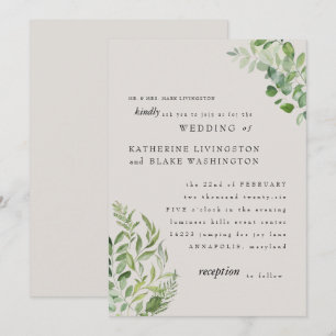 Invitación Boda Padres Novia Crema Follaje Moderno