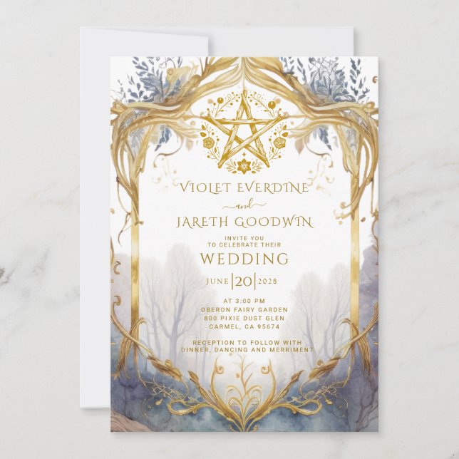 Invitación Boda Pagan de Portal Forestal Encantado (Anverso)