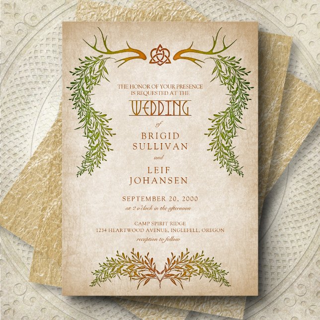 Invitación Boda pagana celta con follaje de otoño (Subido por el creador)
