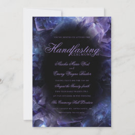 Invitación Boda Pagana Cristales Morados Oscuros Cordón Ritua