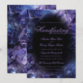 Invitación Boda Pagana Cristales Morados Oscuros Cordón Ritua