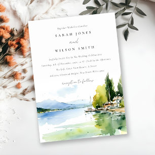 Invitación Boda Paisaje Acuarela Lago de Ginebra Suiza