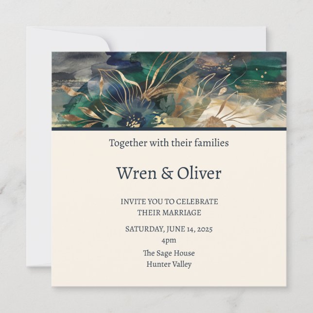 Invitación Boda Paisaje Esmeralda (Anverso)