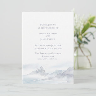 Invitación Boda Paisaje Loch Highland Escocés Brumoso