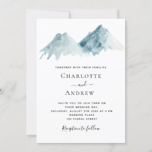 Invitación Boda paisaje montañoso naturaleza azul