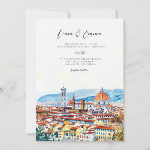 Invitación Boda paisaje vintage Italia Florencia