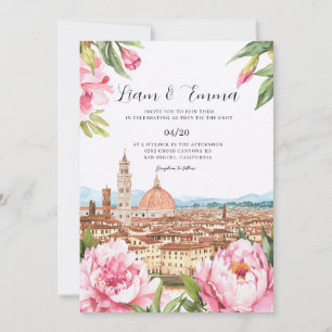 Invitación Boda paisaje vintage Italia Florencia