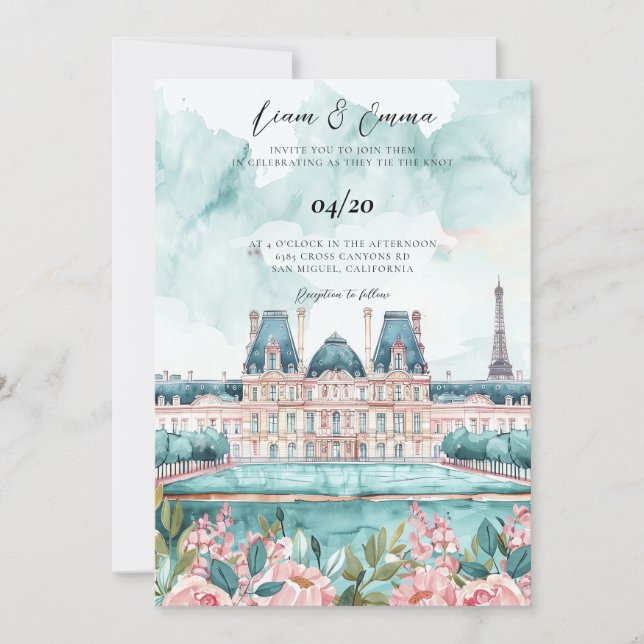 Invitación Boda Paisajista Del Palacio De Versalles Francia (Anverso)