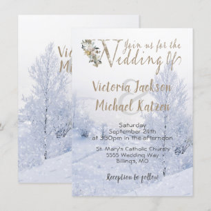 Invitación Boda paisajístico cubierto de nieve Winter Wonderl