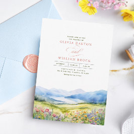 Invitación Boda paisajístico de Montañas y Flores Silvestres