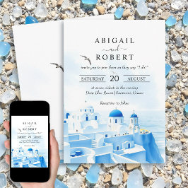 Invitación Boda paisajístico de Santorini Grecia