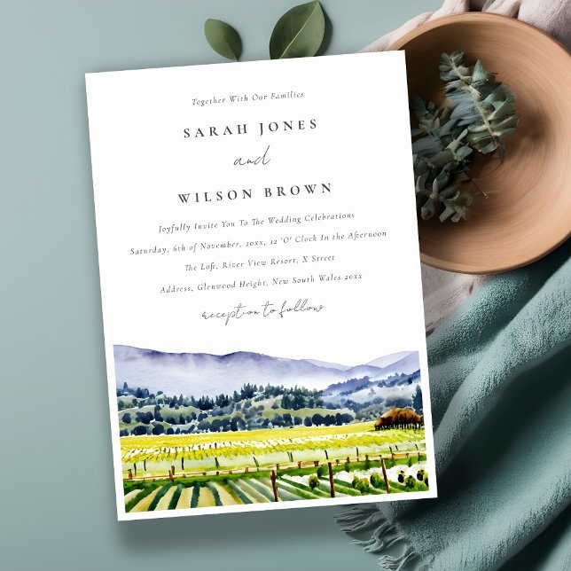 Invitación Boda paisajístico de viñedos de Napa Valley Waterc (Subido por el creador)