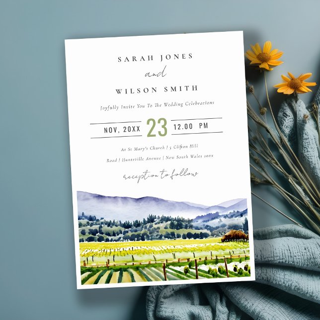 Invitación Boda paisajístico de viñedos de Napa Valley Waterc (Subido por el creador)