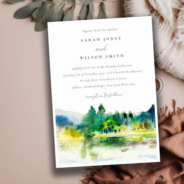 Invitación Boda paisajístico del río montañoso moda (Subido por el creador)