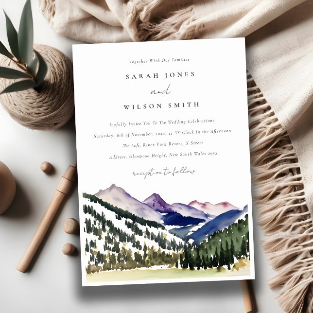 Invitación Boda paisajístico Rocky Snow Mountain Watercolor (Subido por el creador)