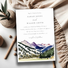 Invitación Boda paisajístico Rocky Snow Mountain Watercolor