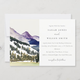 Invitación Boda paisajístico Rocky Snow Mountain Watercolor
