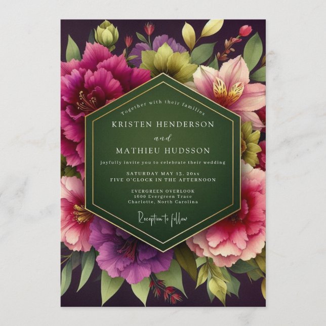 Invitación Boda Palacial Verde Esmeralda Malhumorada (Anverso)