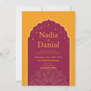 Invitación Boda Palacio del Templo Indio Estrellas de mostaza