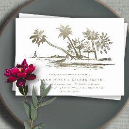 Invitación Boda Palm Tree Sketch Pale Gold