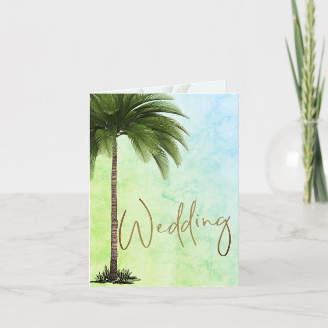 Invitación Boda Palm Tropical Elegante Boda Verde Moderno (Anverso)