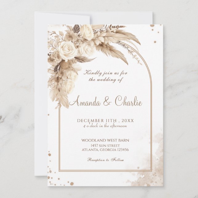 Invitación Boda Pampas Grass Boho (Anverso)