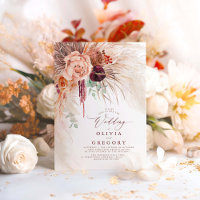 Boda Pampas Grass Floral Burgundy Terracotta