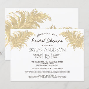 Invitación Boda Pampas Grass Tan En La Ducha Blanca De Novias