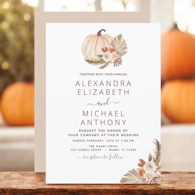 Invitación Boda Pampas Grass White Pumpkin Terracotta (Subido por el creador)