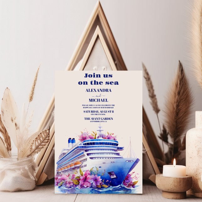 Invitación Boda panorámico de la costa del Caribe de acuarela (Subido por el creador)