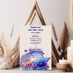 Invitación Boda panorámico de la costa del Caribe de acuarela