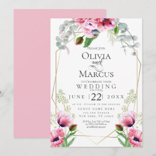 Invitación BODA Papas rosadas y follaje