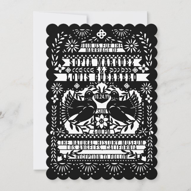 Invitación Boda Papel Picado de las Puertas Fantales de Méxic (Anverso)