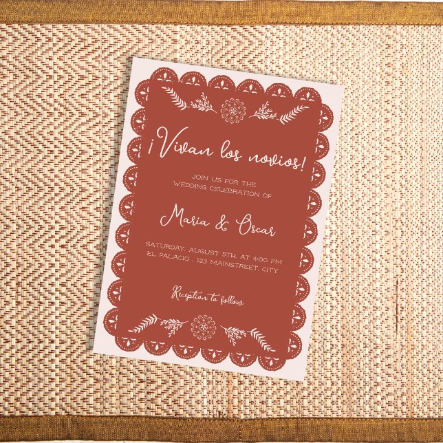 Invitación Boda Papel Picado Terracotta Mexicana Talavera (Papel Picado Terracotta Mexican Talavera Wedding Invitation)