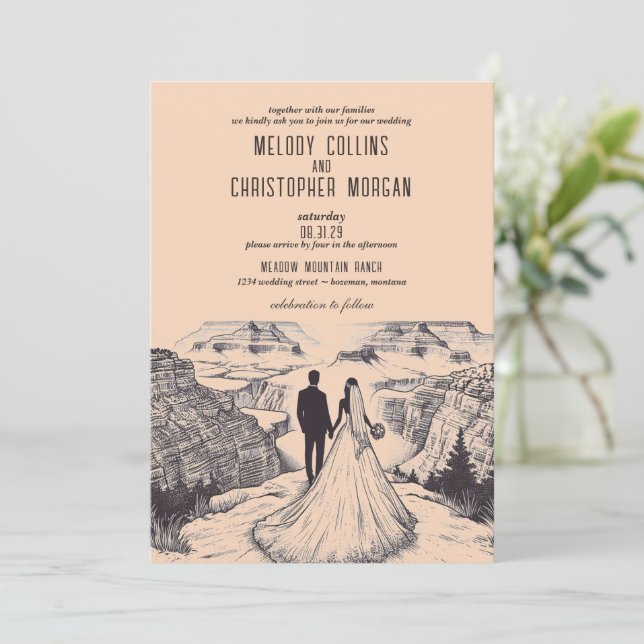 Invitación Boda Pareja del Gran Cañón (Anverso de pie)
