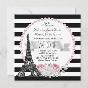 Invitación Boda Paris Francia País Raya Negra Paris