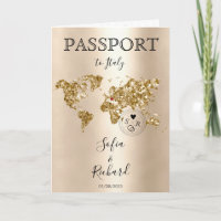 Boda Pasaporte de destino Gold World Map Blue I