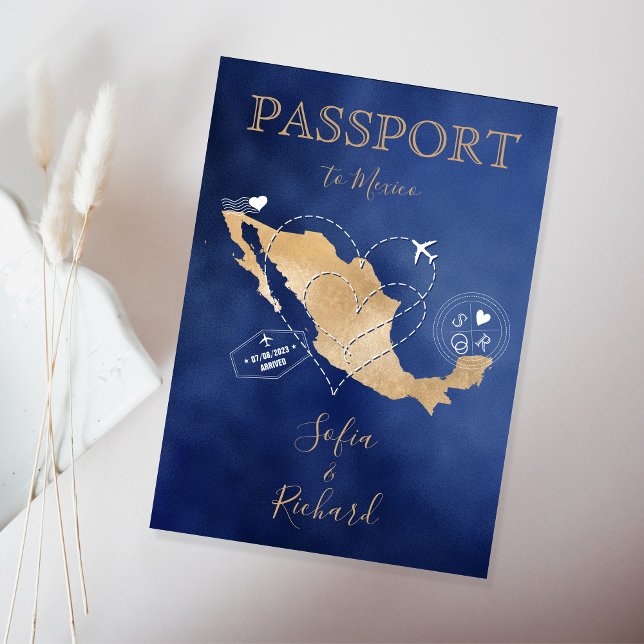 Invitación Boda Pasaporte de Destino Gold World Map México (Subido por el creador)