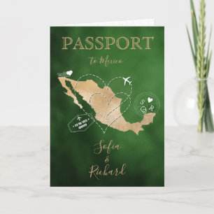 Invitación Boda Pasaporte de Destino Gold World Map México