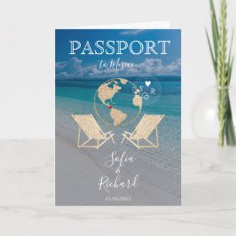 Invitación Boda Pasaporte de destino Gold World Map Tropical